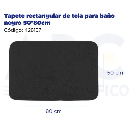 [428157] Tapete rectangular de tela para baño negro 50*80cm