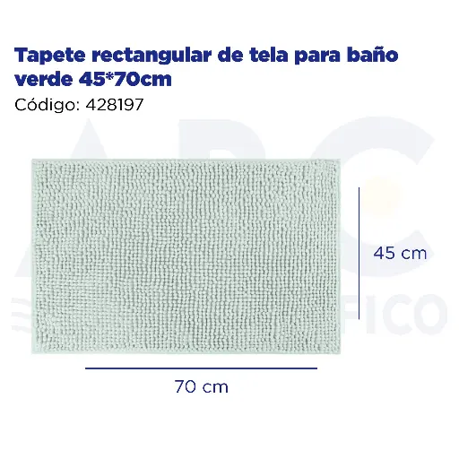 [428197] Tapete rectangular de tela para baño verde 45*70cm