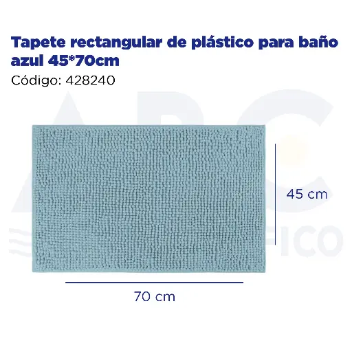 [428240] Tapete rectangular de plástico para baño azul 45*70cm