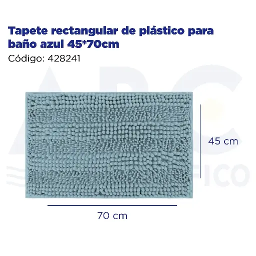 [428241] Tapete rectangular de plástico para baño azul 45*70cm