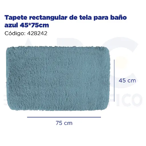 [428242] Tapete rectangular de tela para baño azul 45*75cm
