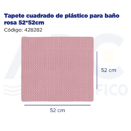 [428282] Tapete cuadrado de plástico para baño rosa 52*52cm