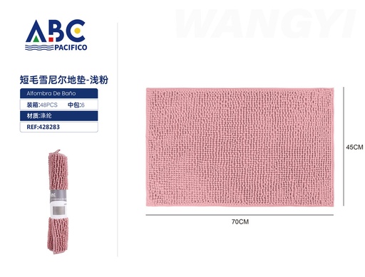 [428283] Tapete rectangular de tela para baño rosa 45*70cm
