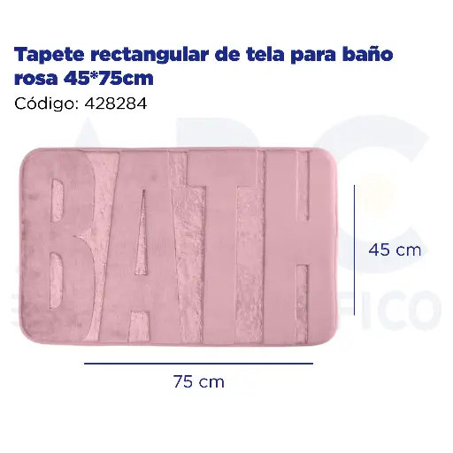 [428284] Tapete rectangular de tela para baño rosa 45*75cm