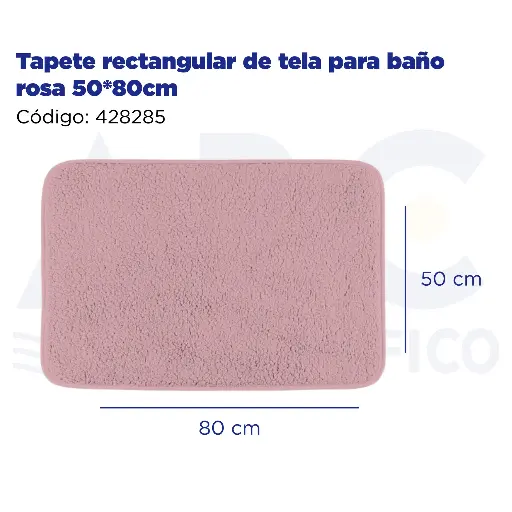 [428285] Tapete rectangular de tela para baño rosa 50*80cm