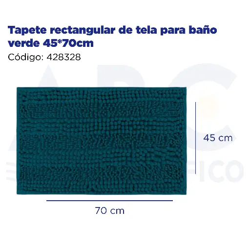 [428328] Tapete rectangular de tela para baño verde 45*70cm