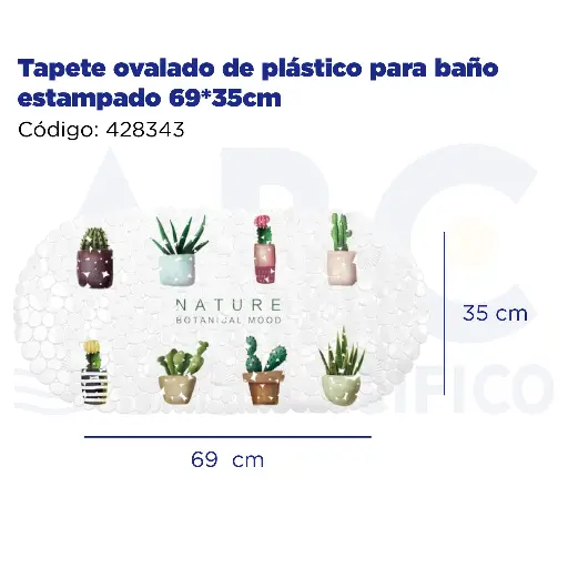 [428343] Tapete ovalado de plástico para baño estampado 69*35cm