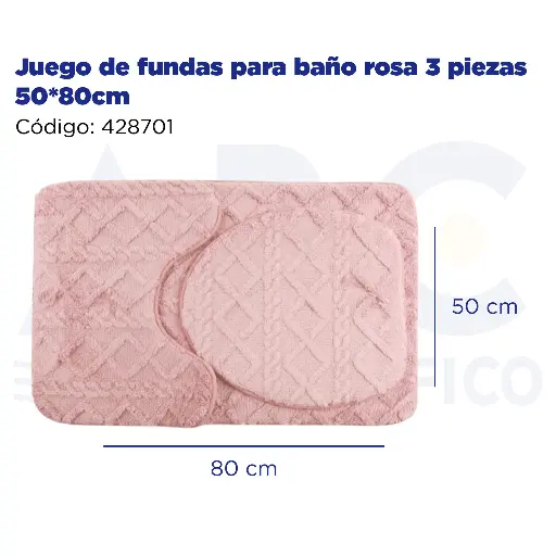 [428701] Juego de fundas para baño rosa 3 piezas 50*80cm