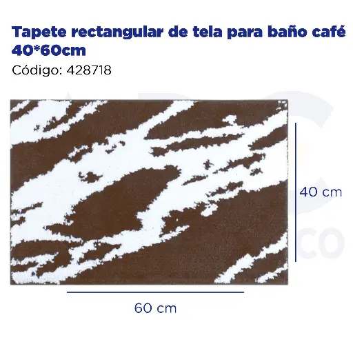 [428718] Tapete rectangular de tela para baño café 40*60cm