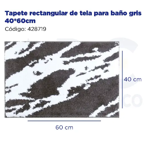 [428719] Tapete rectangular de tela para baño gris 40*60cm