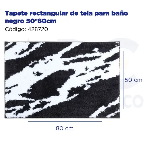 [428720] Tapete rectangular de tela para baño negro 50*80cm