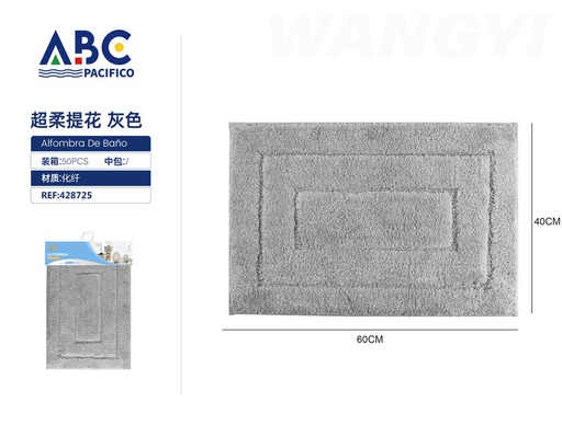 [428725] Tapete rectangular de tela para baño gris 40*60cm