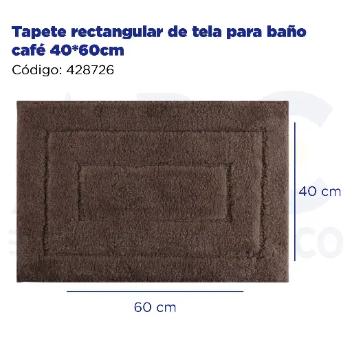 [428726] Tapete rectangular de tela para baño café 40*60cm