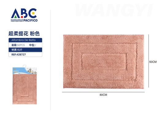 [428727] Tapete rectangular de tela para baño rosa 50*80cm