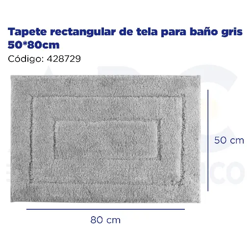 [428729] Tapete rectangular de tela para baño gris 50*80cm
