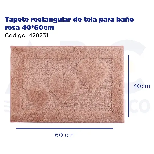[428731] Tapete rectangular de tela para baño rosa 40*60cm