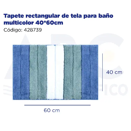 [428739] Tapete rectangular de tela para baño multicolor 40*60cm