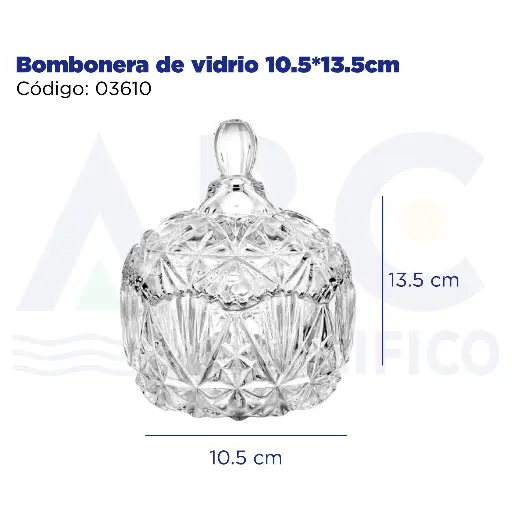 [03610] Bombonera de vidrio 10.5*13.5cm