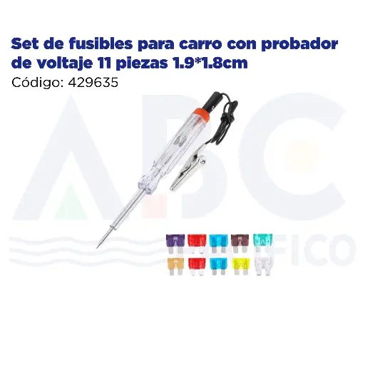 [429635] Set de fusibles para carro con probador de voltaje 11 piezas 1.9*1.8cm