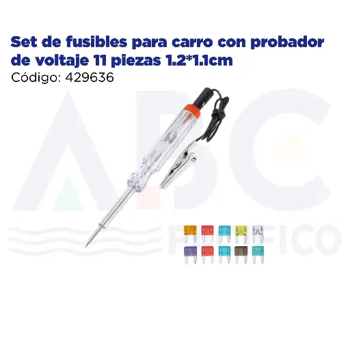 [429636] Set de fusibles para carro con probador de voltaje 11 piezas 1.2*1.1cm