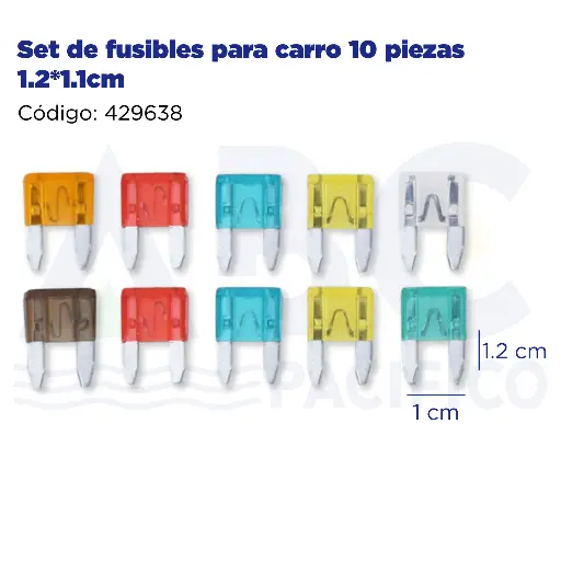 [429638] Set de fusibles para carro 10 piezas 1.2*1.1cm