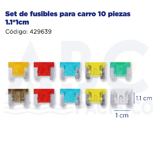 [429639] Set de fusibles para carro 10 piezas 1.1*1cm