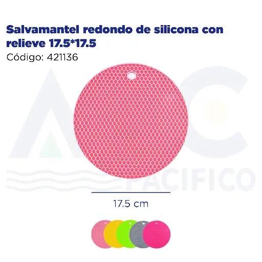 [421136] Salvamantel redondo de silicona con relieve 17.5*17.5