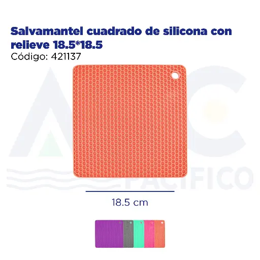 [421137] Salvamantel cuadrado de silicona con relieve 18.5*18.5