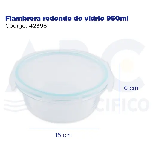 [423981] Fiambrera redondo de vidrio 950ml