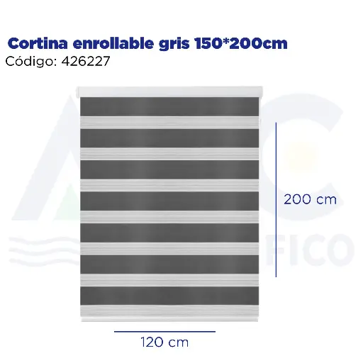 [426227] Cortina enrollable gris 150*200cm