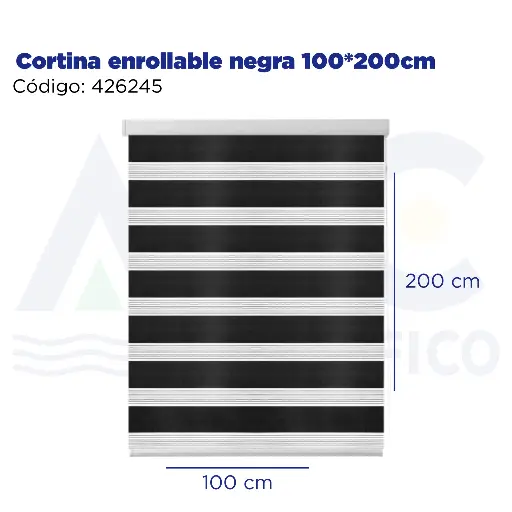 [426245] Cortina enrollable negra 100*200cm