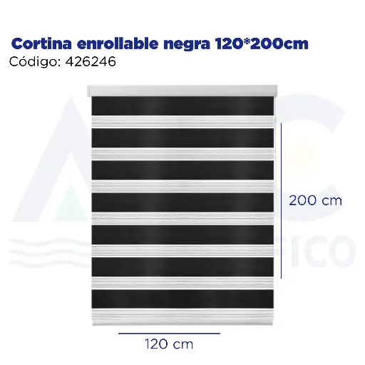 [426246] Cortina enrollable negra 120*200cm