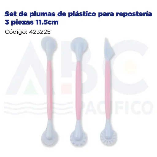 [423225] Set de plumas de plástico para repostería 3 piezas 11.5cm