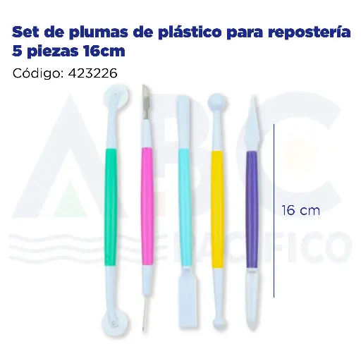 [423226] Set de plumas de plástico para repostería 5 piezas 16cm