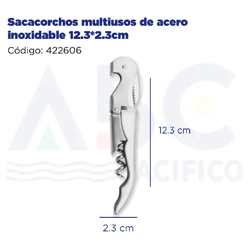 [422606] Sacacorchos multiusos de acero inoxidable 12.3*2.3cm