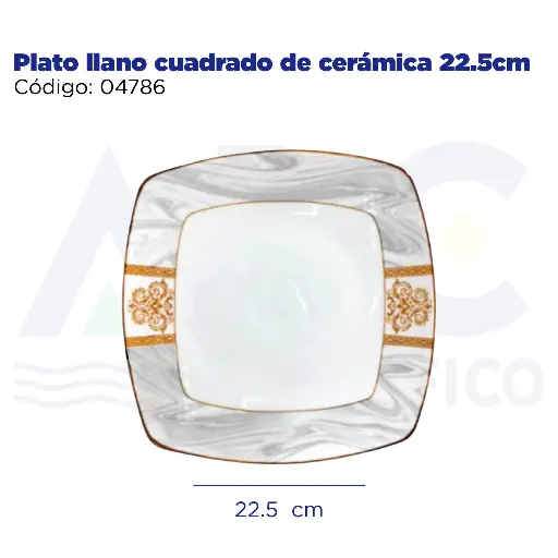 [04786] Plato llano cuadrado de cerámica 22.5cm