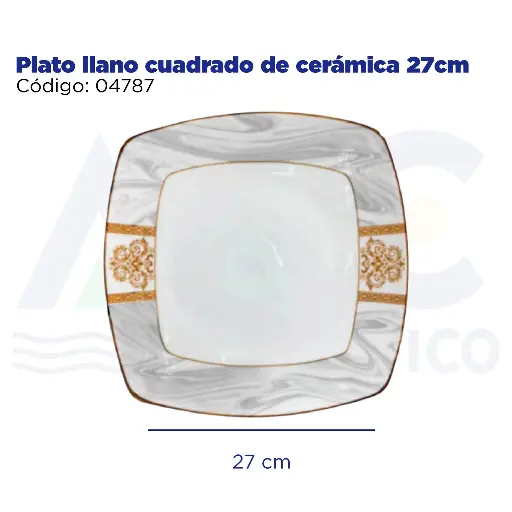 [04787] Plato llano cuadrado de cerámica 27cm