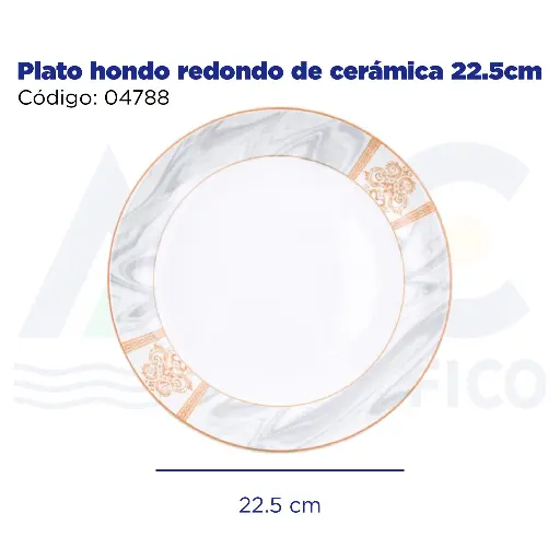 [04788] Plato hondo redondo de cerámica 22.5cm