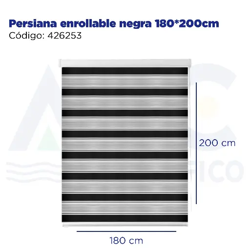 [426253] Persiana enrollable negra 180*200cm