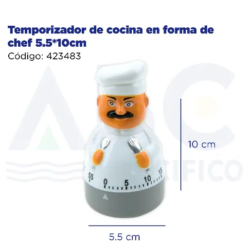 [423483] Temporizador de cocina en forma de chef 5.5*10cm