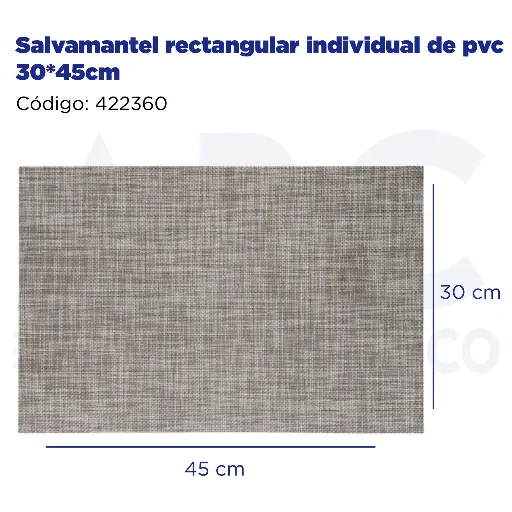[422360] Salvamantel rectangular individual de pvc 30*45cm