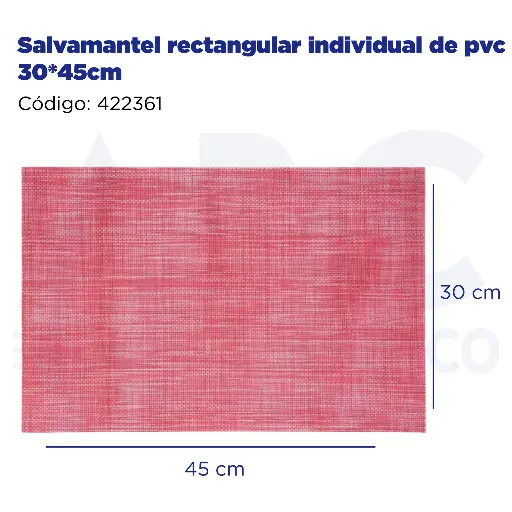 [422361] Salvamantel rectangular individual de pvc 30*45cm