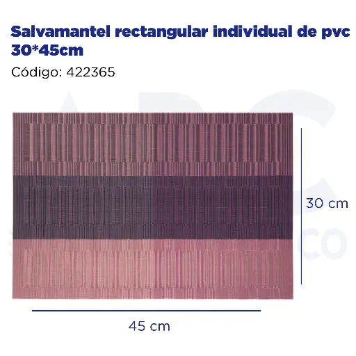 [422365] Salvamantel rectangular individual de pvc 30*45cm