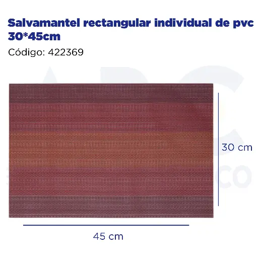 [422369] Salvamantel rectangular individual de pvc 30*45cm