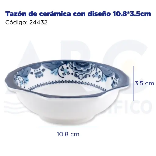 [24432] Tazón de cerámica con diseño 10.8*3.5cm