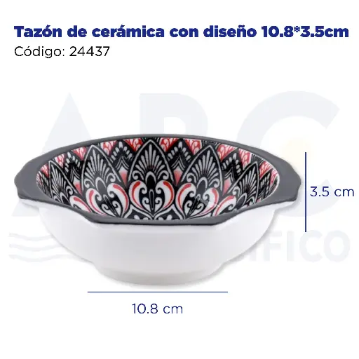 [24437] Tazón de cerámica con diseño 10.8*3.5cm