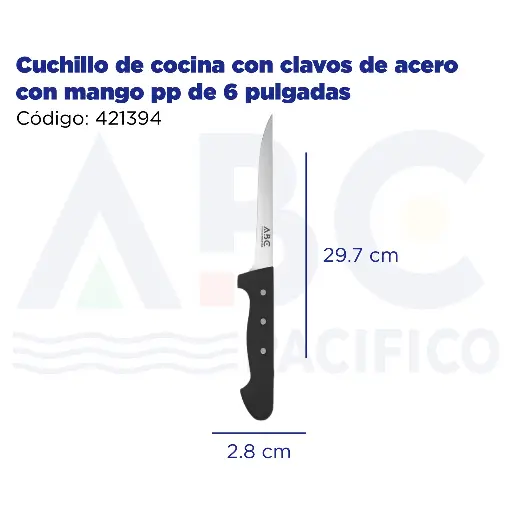 [421394] Cuchillo de cocina con clavos de acero con mango pp de 6 pulgadas