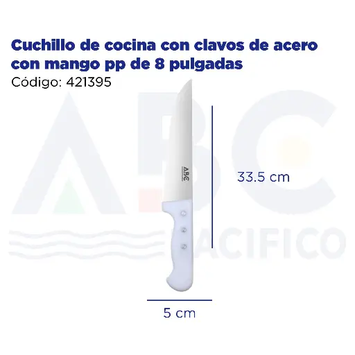 [421395] Cuchillo de cocina con clavos de acero con mango pp de 8 pulgadas