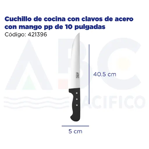 [421396] Cuchillo de cocina con clavos de acero con mango pp de 10 pulgadas