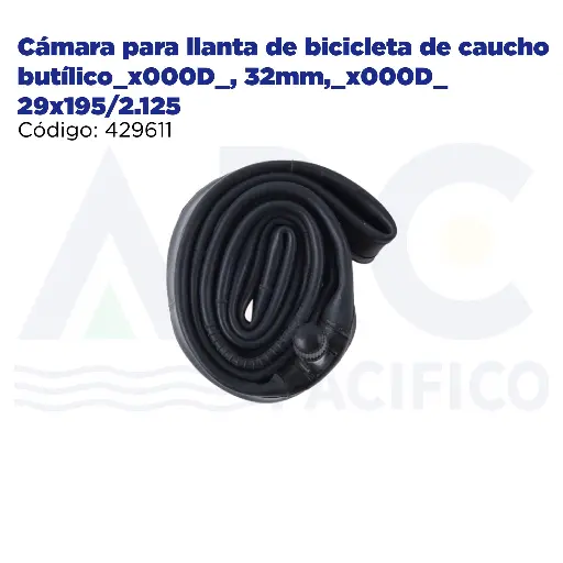 [429611] Cámara para llanta de bicicleta de caucho butílico_x000D_, 32mm,_x000D_ 29x195/2.125